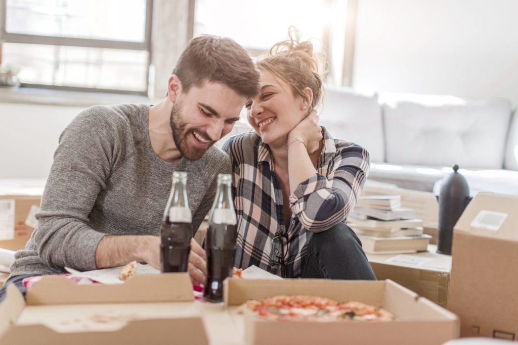 couple laughing together