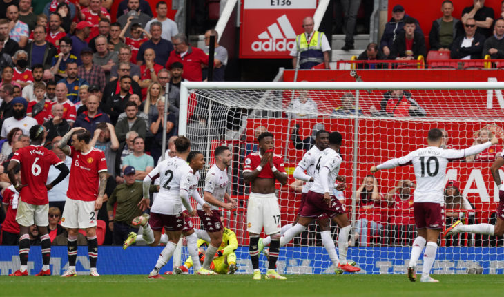 Manchester United, ManU v Aston Villa - Premier League - Old Trafford Aston Villa s Kortney Hause (third right) celebra