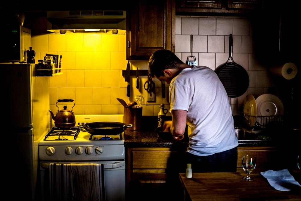 Man Cooking at home 