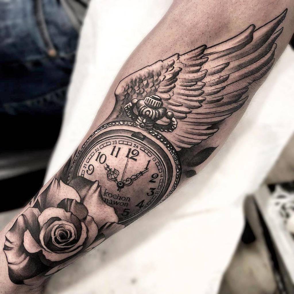 Pocket Watch Wings Tattoo