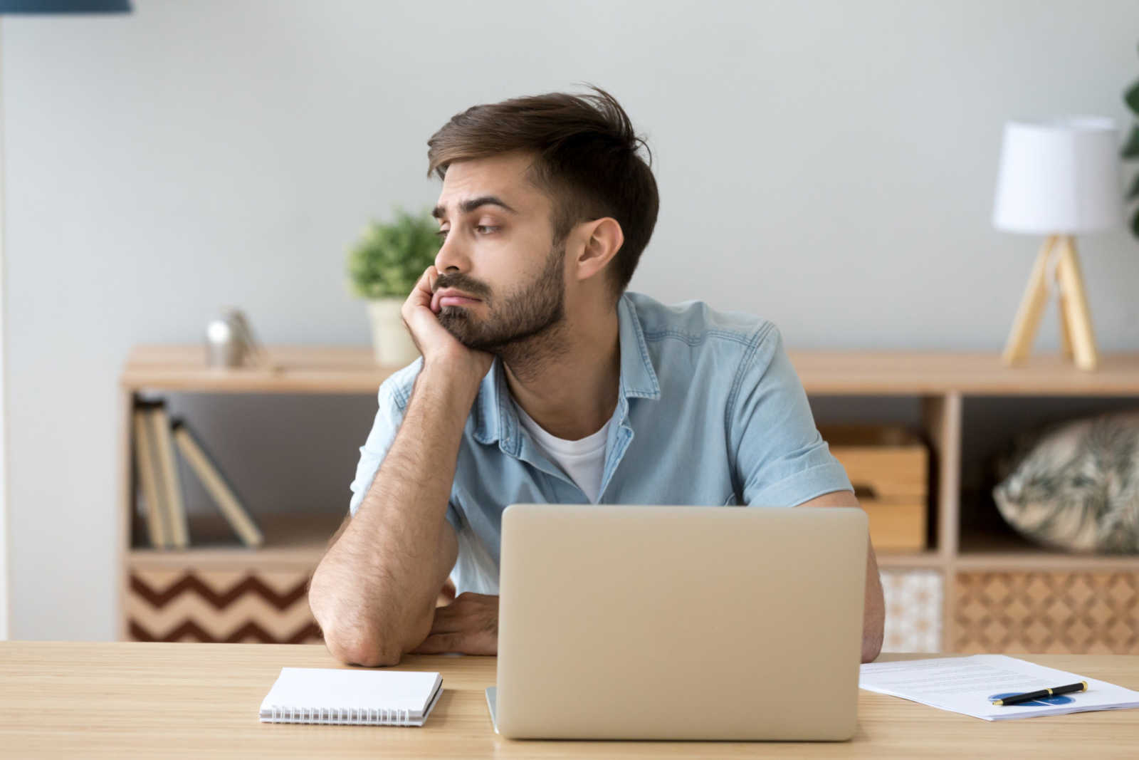 Bored Young Man at office