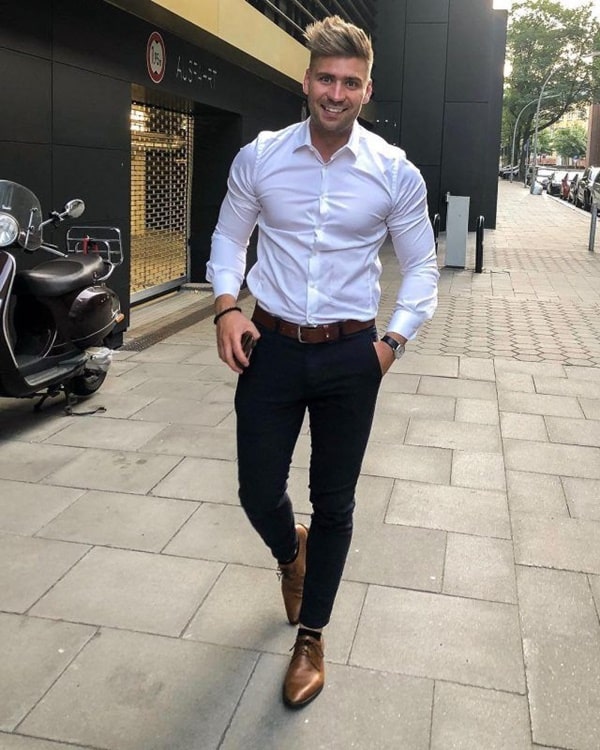 Black Pants with Brown Shoes Outfits Fashion for Men