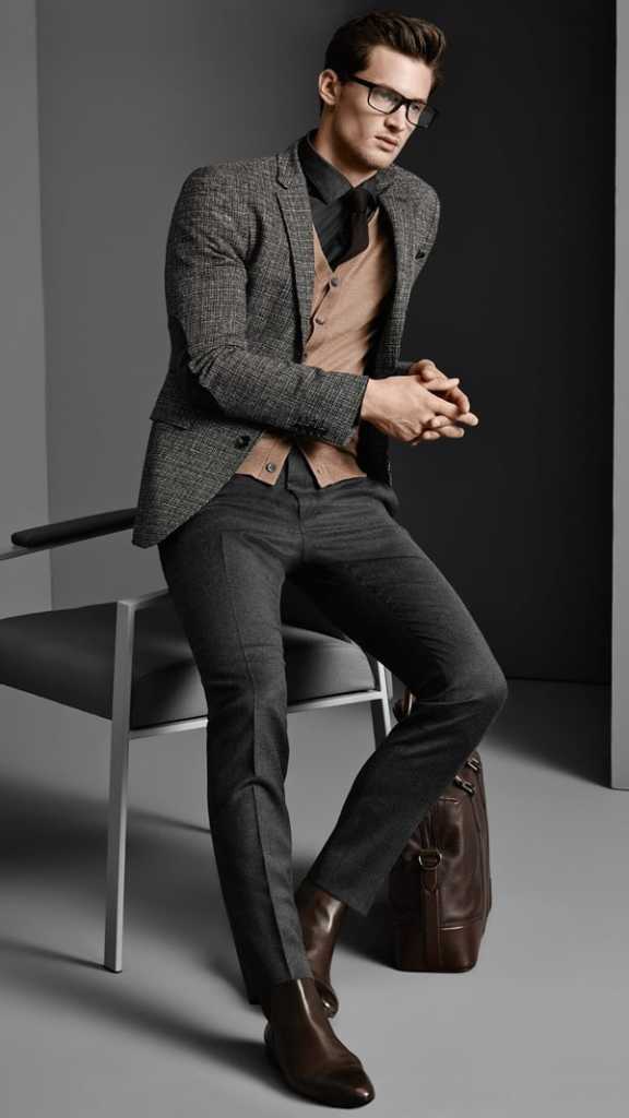 Black Pants with Brown Shoes Outfits Fashion for Men