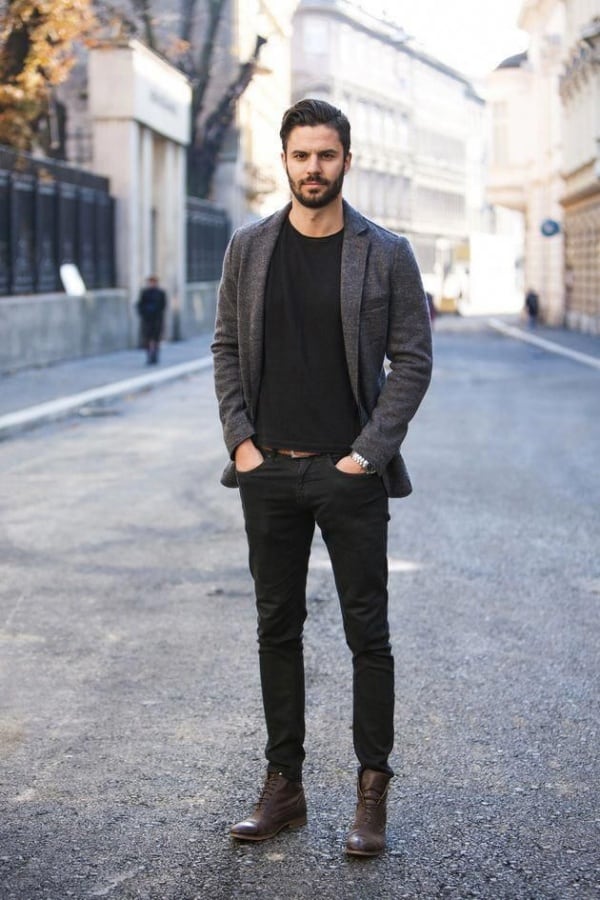 Black Pants with Brown Shoes Outfits Fashion for Men