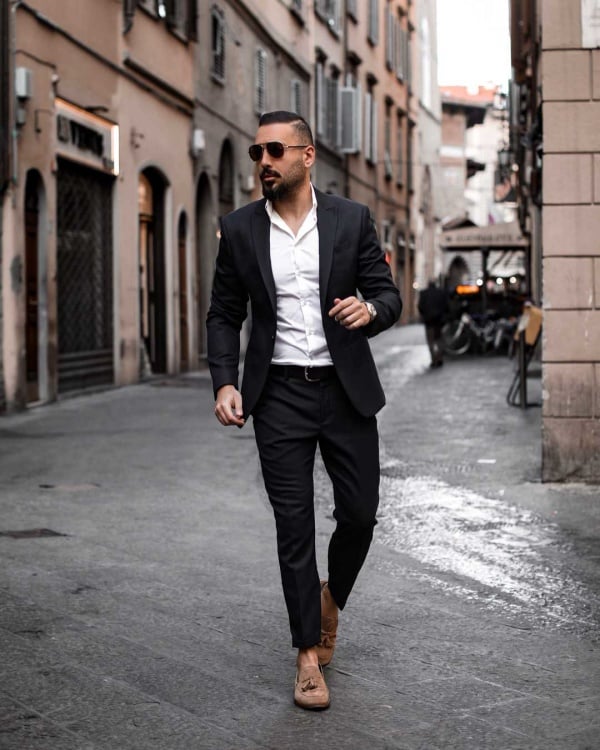 Black Pants with Brown Shoes Outfits Fashion for Men