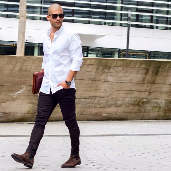 Black Pants with Brown Shoes Outfits Fashion for Men