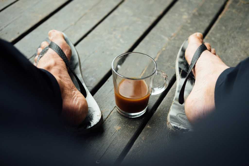 man wearing slipper