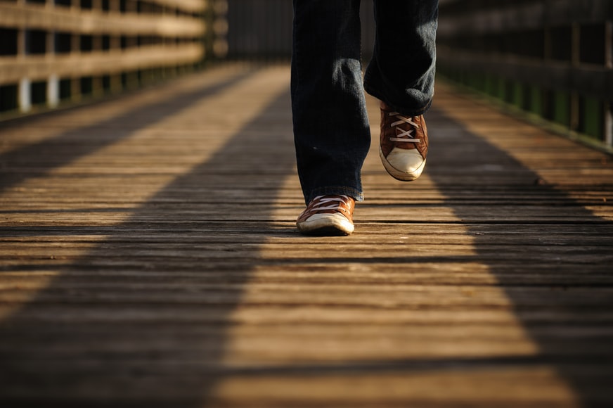 Walking on a lane of sunshine
