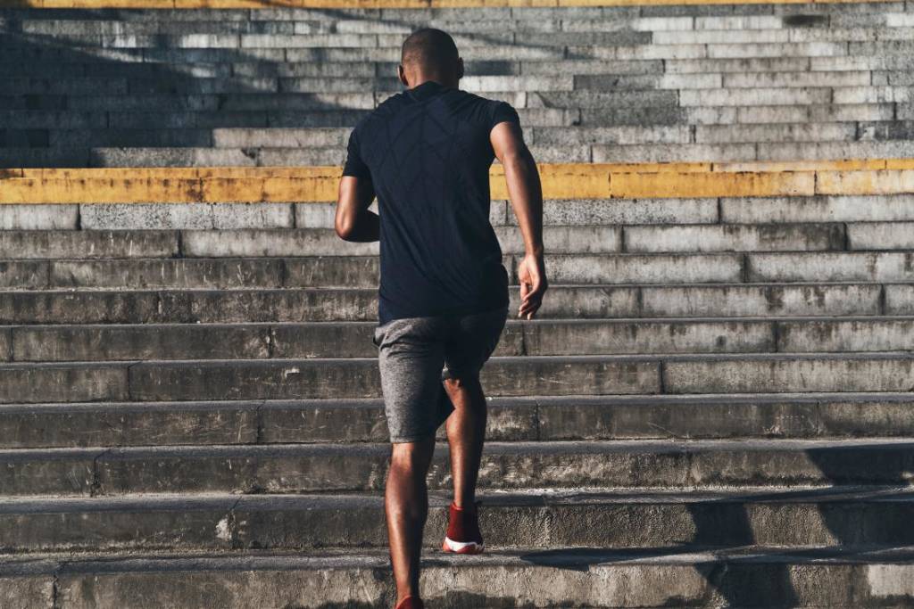 Man Walking Up Stairs 
