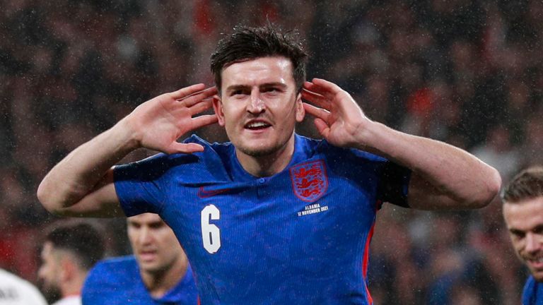 Harry Maguire celebrated after his goal
