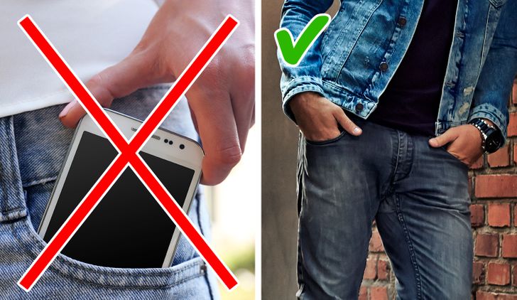 Putting items in your jean pockets