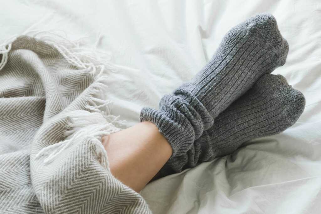 folding socks on foot