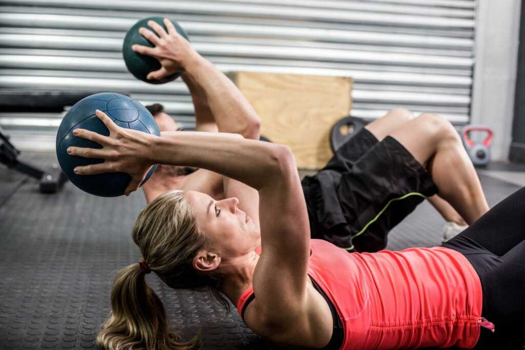 laying down medicine ball throw