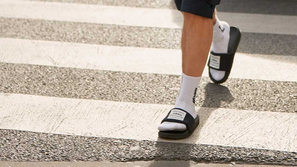 man with white sock