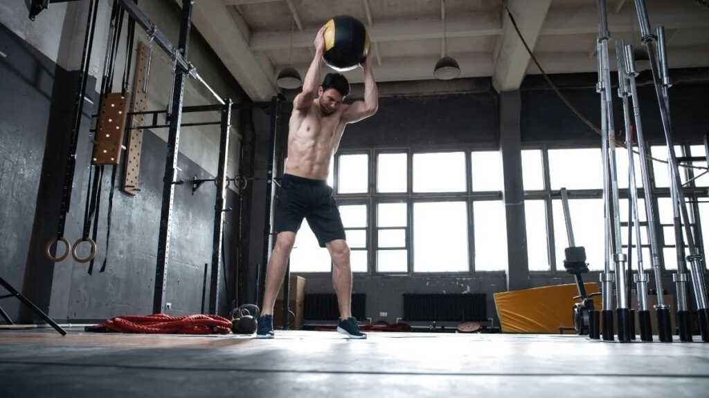 medicine ball push and slam
