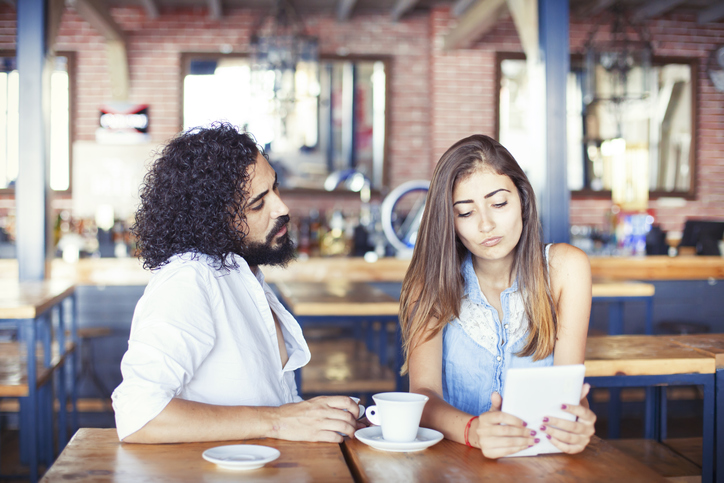 Young couple in cafe