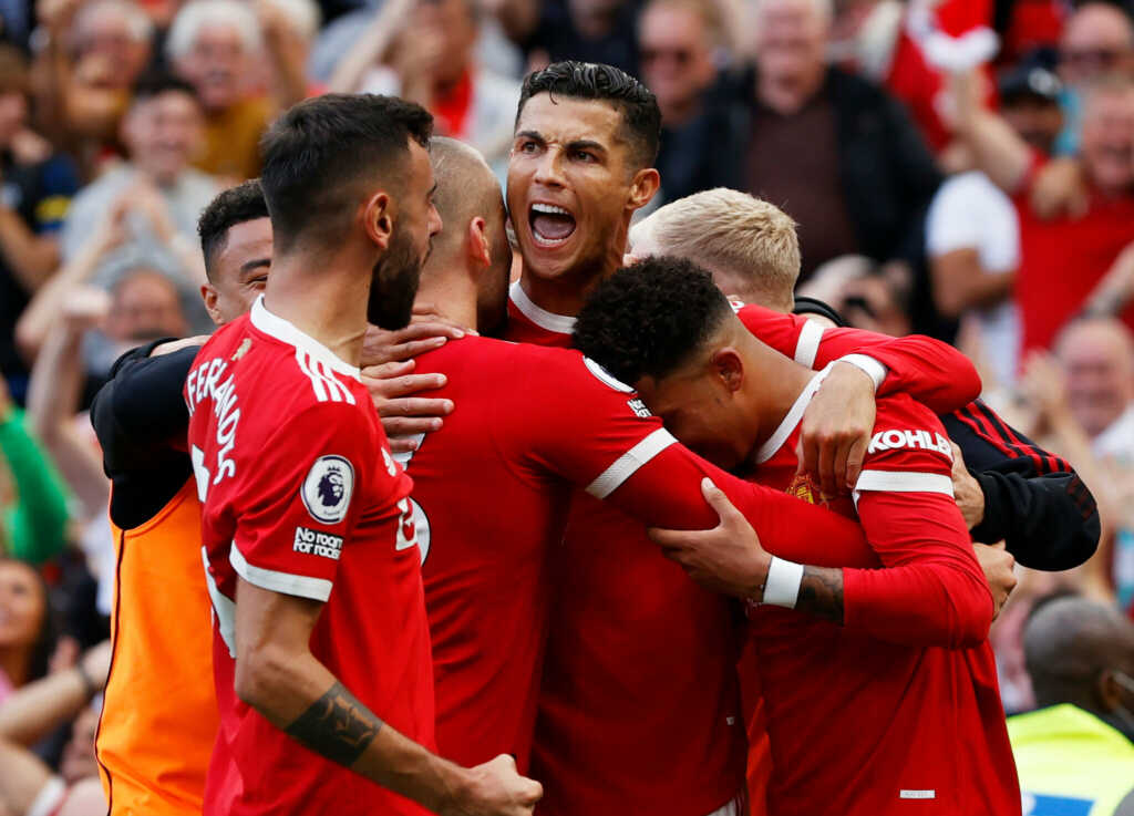 Manchester United players celebrated
