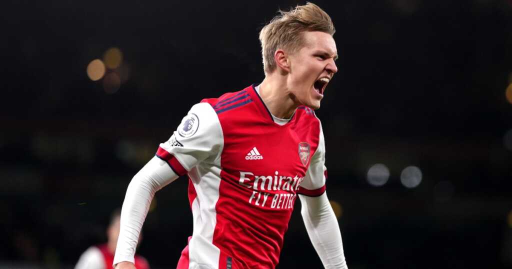 Martin Odegaard celebrating