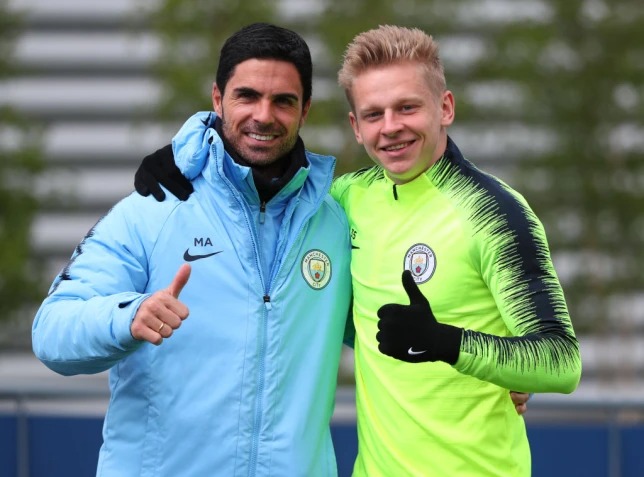 Former Man city coach Arteta and Zinchenko