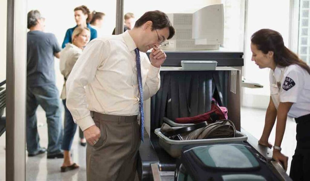 man at airport security