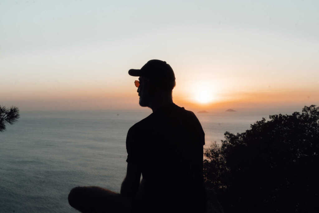 man enjoy sunset
