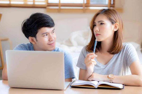 couple diving household chores