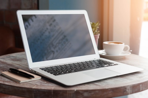 laptop in a cafe