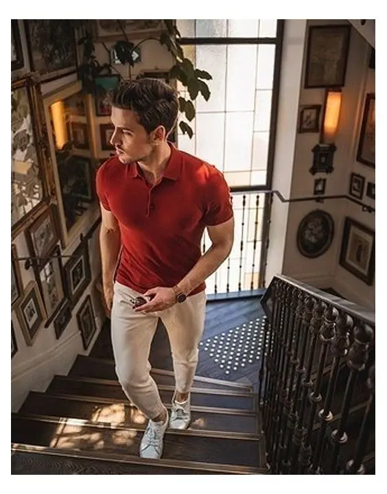 red and beige