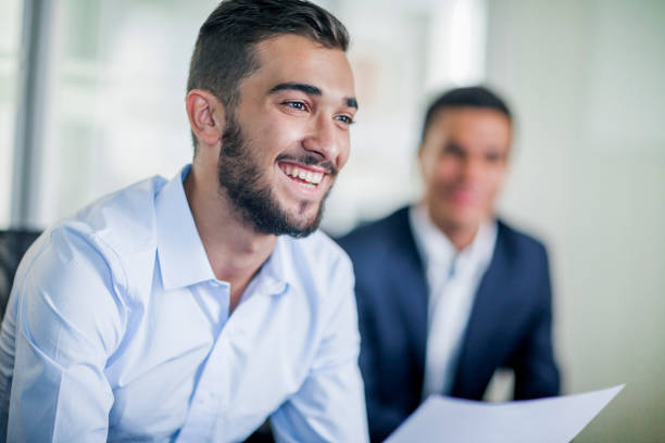 man at an interview