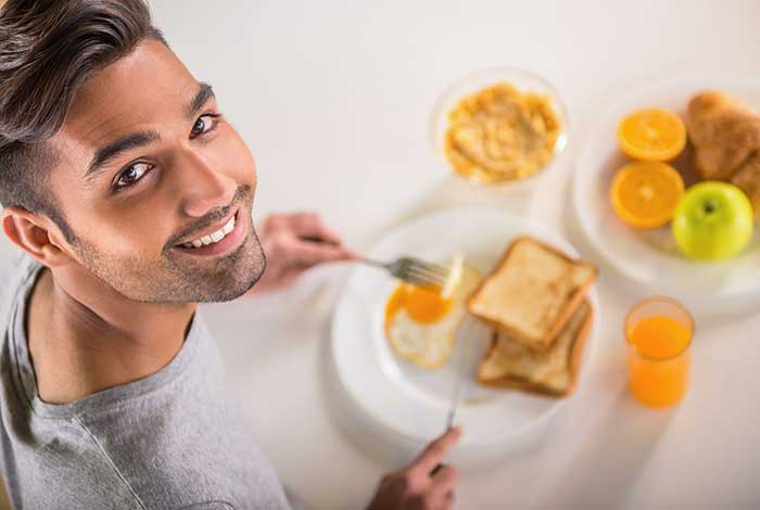 man eating