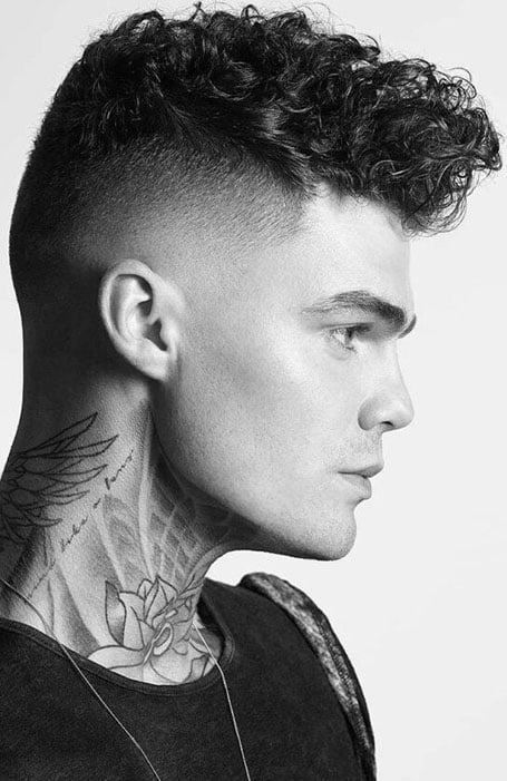 Short Curly Hair With Skin Fade